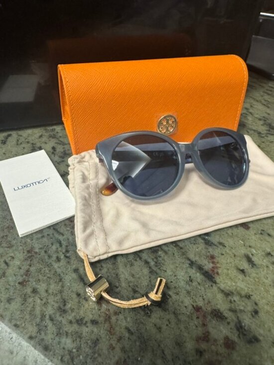 Tory Burch TY7157 1809/80 Blue Gray Purple Tortoise Marble Sunglasses 53-18-140